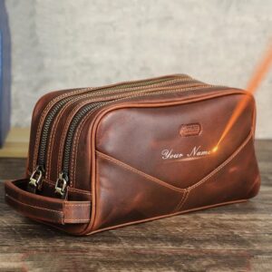 trousse de toilette homme cuir personnalisée