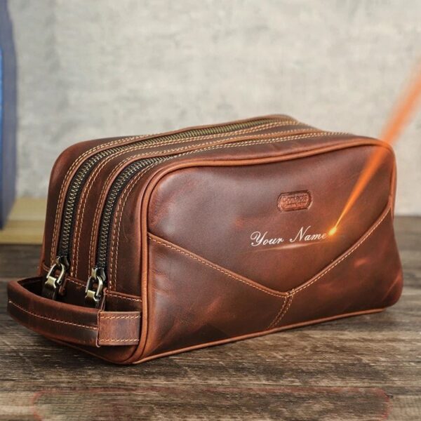 trousse de toilette homme cuir personnalisée