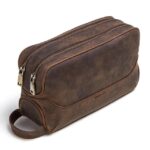sac de toilette cuir vintage