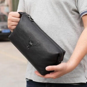 Trousse de Toilette Homme en Cuir Noir