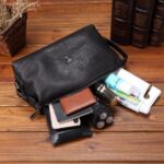trousse en cuir noir pour homme