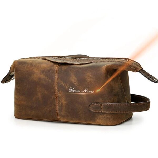 trousse de toilette en cuir personnalisable