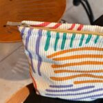 trousse rayures colorées velours