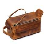 trousse de toilette à l'ancienne en cuir